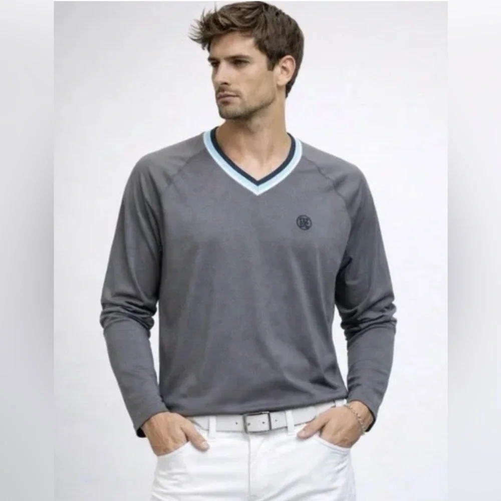 G/FORE Golf Men’s V-Neck Pullover Sweatshirt Gray Medium